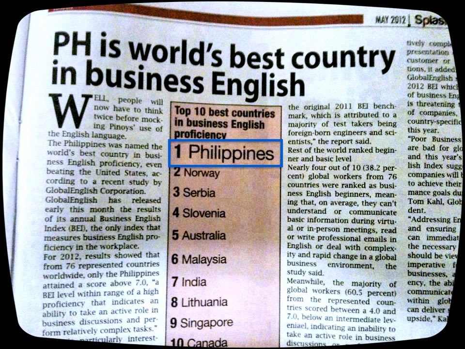 Newspaper_菲律賓是全球商業英文程度第一名