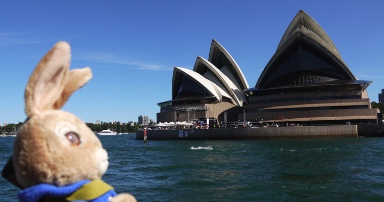 ▲一隻兔兔環澳去，搭渡輪途中欣賞雪梨歌劇院，等等要去 曼利海灘 Manly Beach 海邊曬太陽 ~